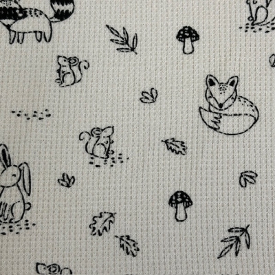 Waffeljersey | WALDTIERE | Schwarz Beige